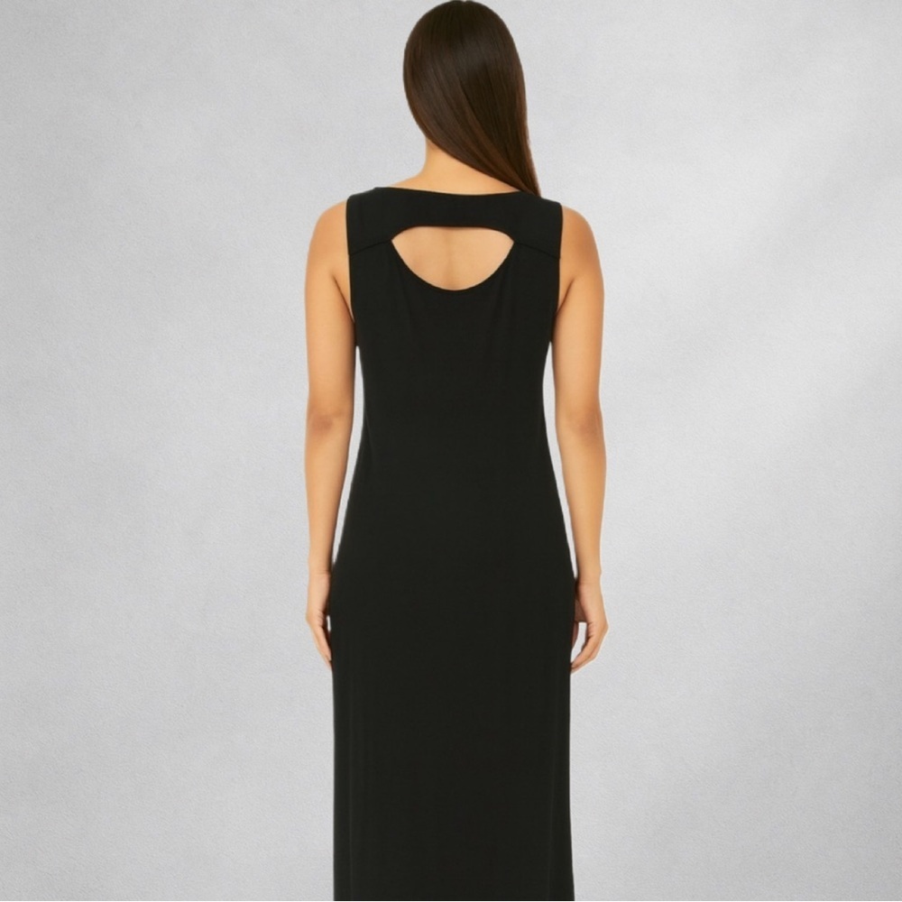Talbots Black Maxi Dress Sleeveless Cutout Back Women’s Size L Rayon Blend - Picture 4 of 8